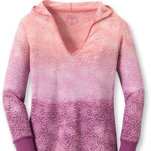 PRANA Pink Purple Orange Julz Ombre Lightweight Long Sleeve Pullover Hoodie Sz M